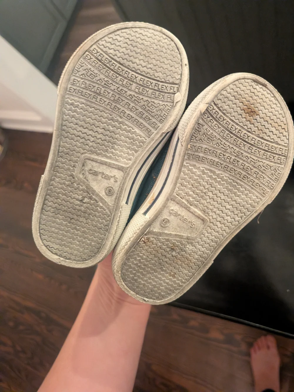 Carter's Toddler Denim-Look Sneakers with Teal Trim and Orange Laces